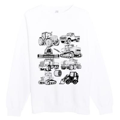 Tractor Farmer Farming Farm Trucks Premium Crewneck Sweatshirt