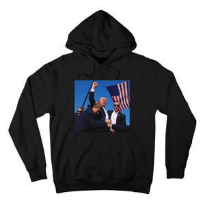 Trump Fight Fist 2024 Strong Support Tall Hoodie