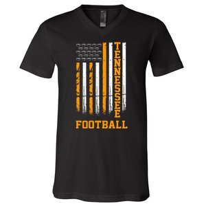 Tennessee Football Fan American Flag V-Neck T-Shirt