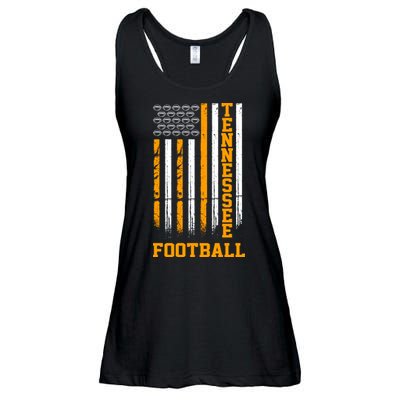Tennessee Football Fan American Flag Ladies Essential Flowy Tank
