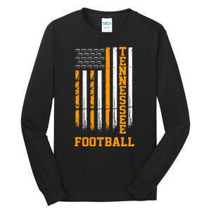 Tennessee Football Fan American Flag Tall Long Sleeve T-Shirt