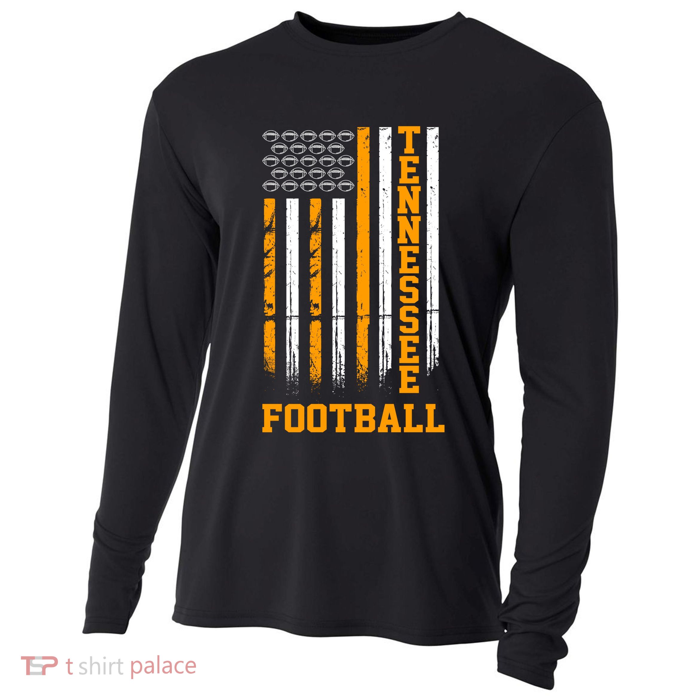 Tennessee Football Fan American Flag Cooling Performance Long Sleeve Crew