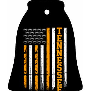 Tennessee Football Fan American Flag Ceramic Bell Ornament