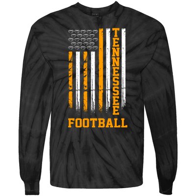 Tennessee Football Fan American Flag Tie-Dye Long Sleeve Shirt