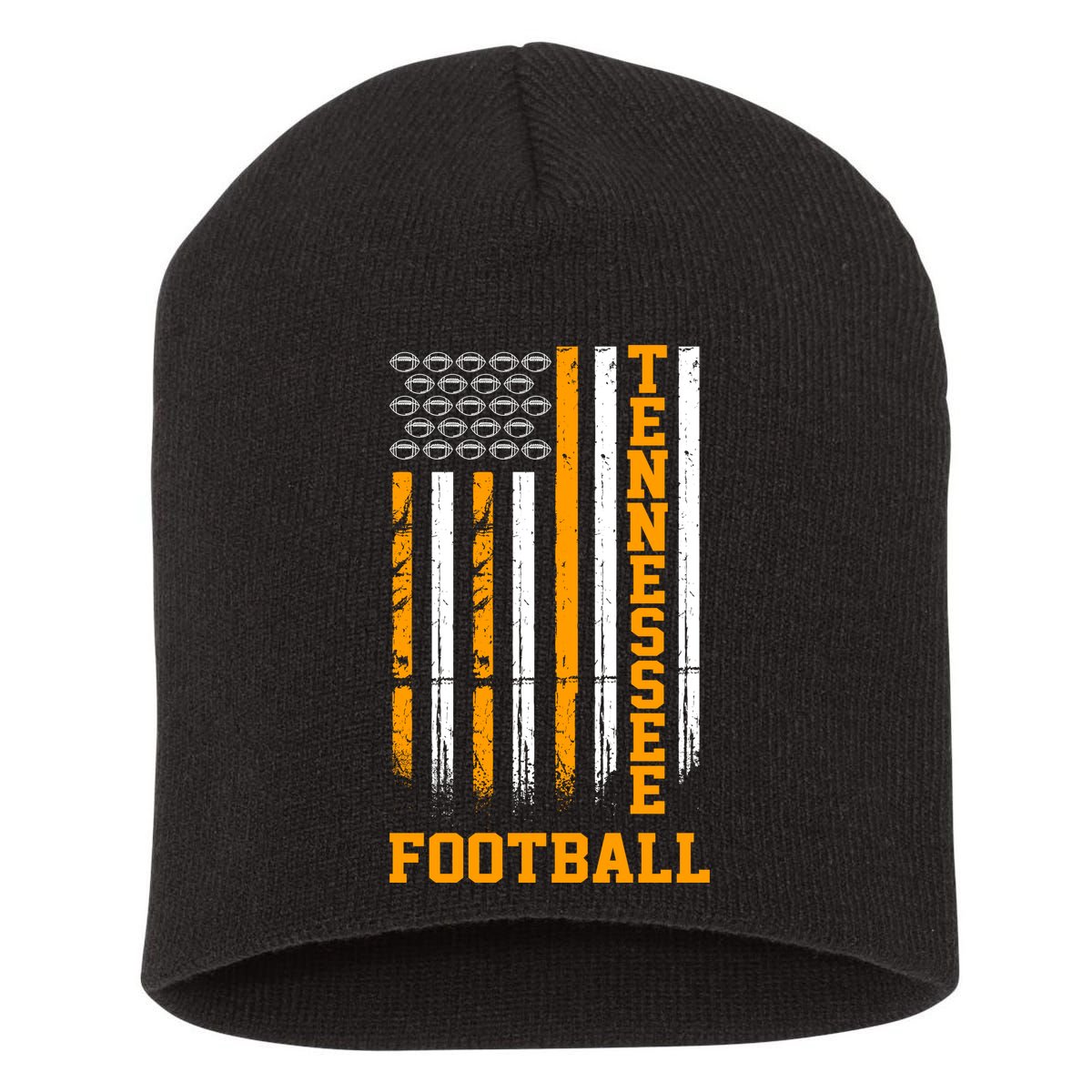 Tennessee Football Fan American Flag Short Acrylic Beanie
