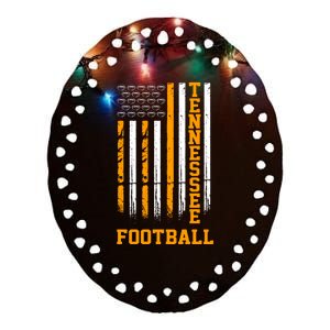 Tennessee Football Fan American Flag Ceramic Oval Ornament