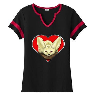 Tiny Fennec Fox Ladies Halftime Notch Neck Tee