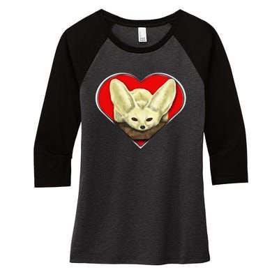 Tiny Fennec Fox Women's Tri-Blend 3/4-Sleeve Raglan Shirt