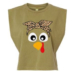 Turkey Face Funny Thanksgiving Gift Garment-Dyed Women's Muscle Tee