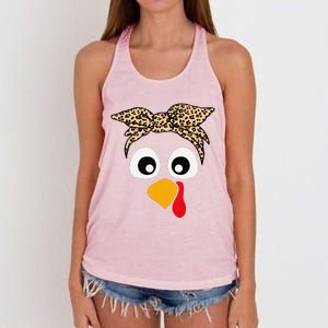 Turkey Face Funny Thanksgiving Gift Women's Knotted Racerback Tank