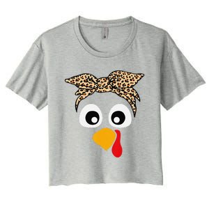 Turkey Face Funny Thanksgiving Gift Women's Crop Top Tee