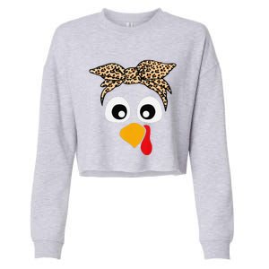 Turkey Face Funny Thanksgiving Gift Cropped Pullover Crew