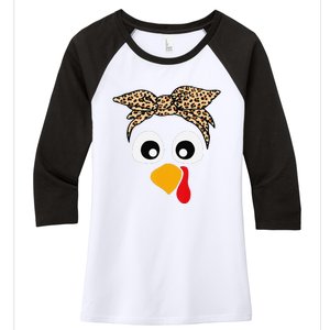 Turkey Face Funny Thanksgiving Gift Women's Tri-Blend 3/4-Sleeve Raglan Shirt