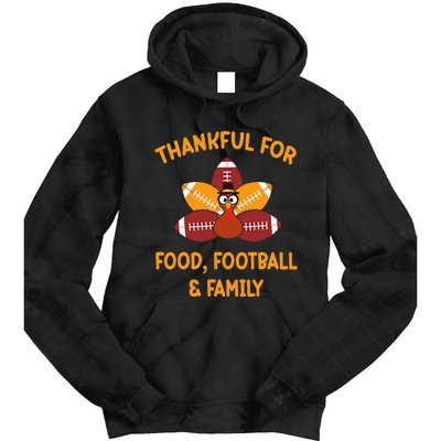 Thankful For Food Football Family Thanksgiving Turkey Tie Dye Hoodie