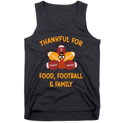 Thankful For Food Football Family Thanksgiving Turkey Tank Top