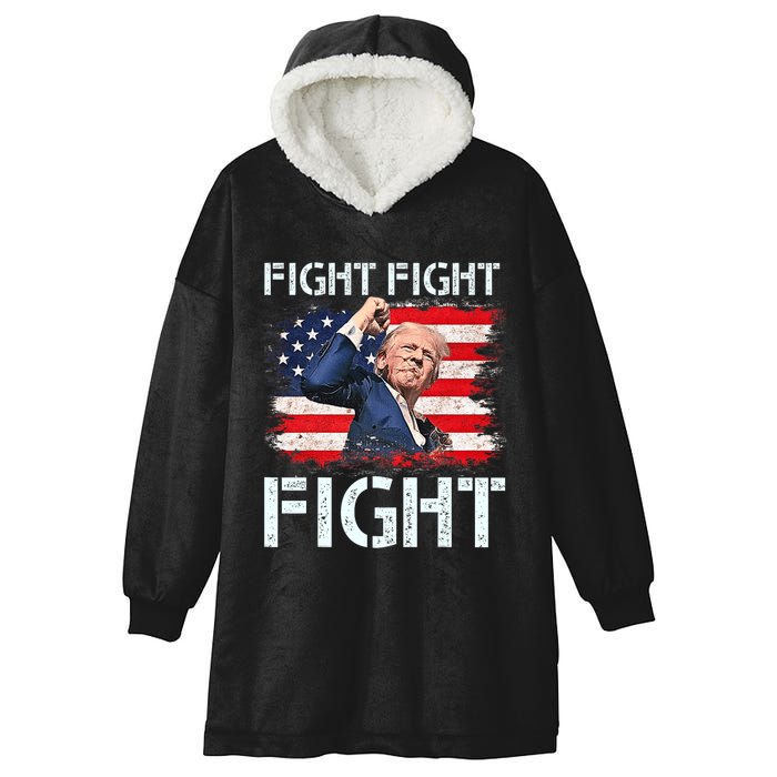 Trump Fight Fight Fight Trump Signals To Americans To Fight Hooded Wearable Blanket