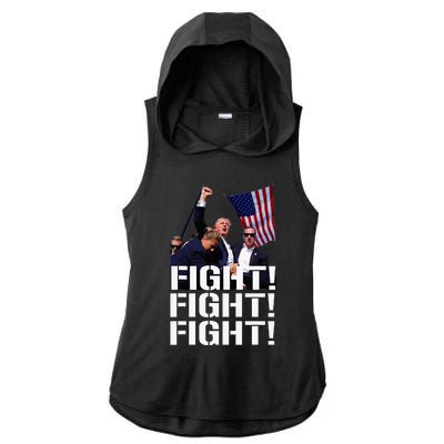 Trump Fight Fight Fight Trump Defiant Trump Shot Fist Pump Ladies PosiCharge Tri-Blend Wicking Draft Hoodie Tank