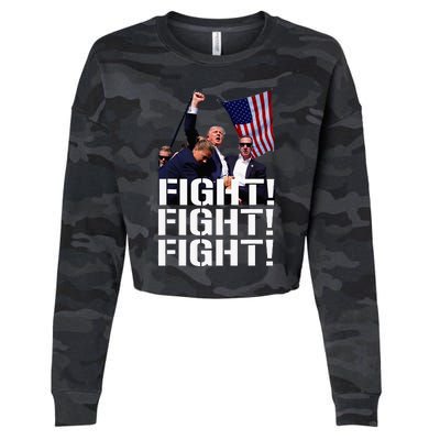 Trump Fight Fight Fight Trump Defiant Trump Shot Fist Pump Cropped Pullover Crew