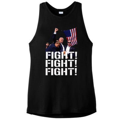 Trump Fight Fight Fight Trump Defiant Trump Shot Fist Pump Ladies PosiCharge Tri-Blend Wicking Tank