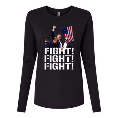 Trump Fight Fight Fight Trump Defiant Trump Shot Fist Pump Womens Cotton Relaxed Long Sleeve T-Shirt