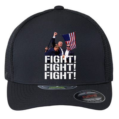 Trump Fight Fight Fight Trump Defiant Trump Shot Fist Pump Flexfit Unipanel Trucker Cap