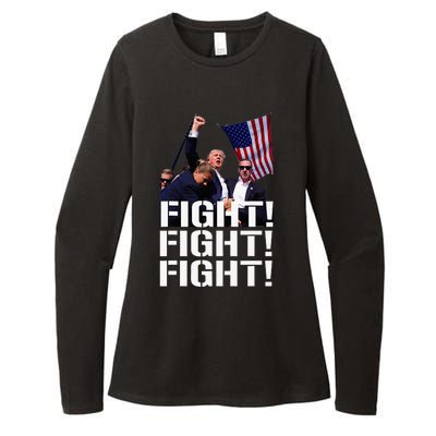 Trump Fight Fight Fight Trump Defiant Trump Shot Fist Pump Womens CVC Long Sleeve Shirt