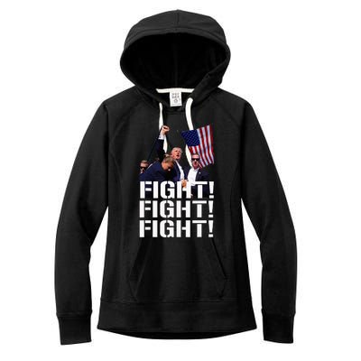 Trump Fight Fight Fight Trump Defiant Trump Shot Fist Pump Women's Fleece Hoodie