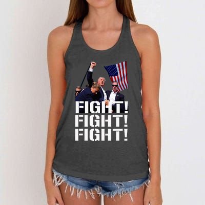 Trump Fight Fight Fight Trump Defiant Trump Shot Fist Pump Women's Knotted Racerback Tank