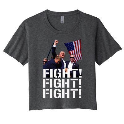 Trump Fight Fight Fight Trump Defiant Trump Shot Fist Pump Women's Crop Top Tee