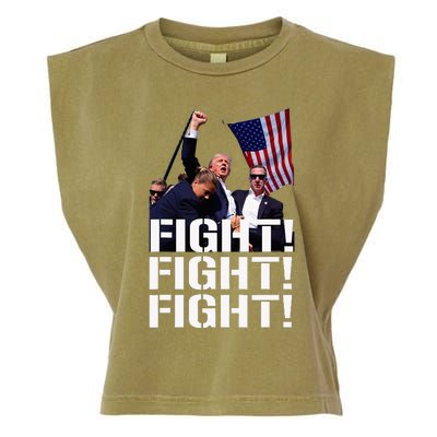 Trump Fight Fight Fight Trump Defiant Trump Shot Fist Pump Garment-Dyed Women's Muscle Tee