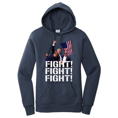 Trump Fight Fight Fight Trump Defiant Trump Shot Fist Pump Women's Pullover Hoodie