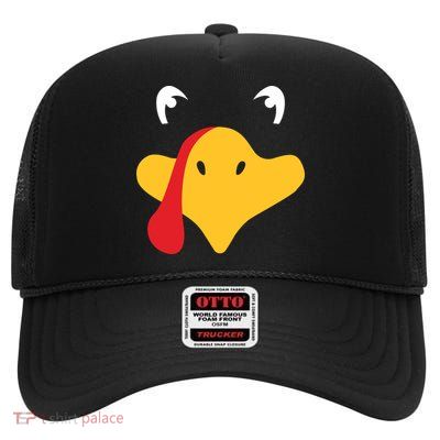 Turkey Face Funny Thanksgiving High Crown Mesh Back Trucker Hat