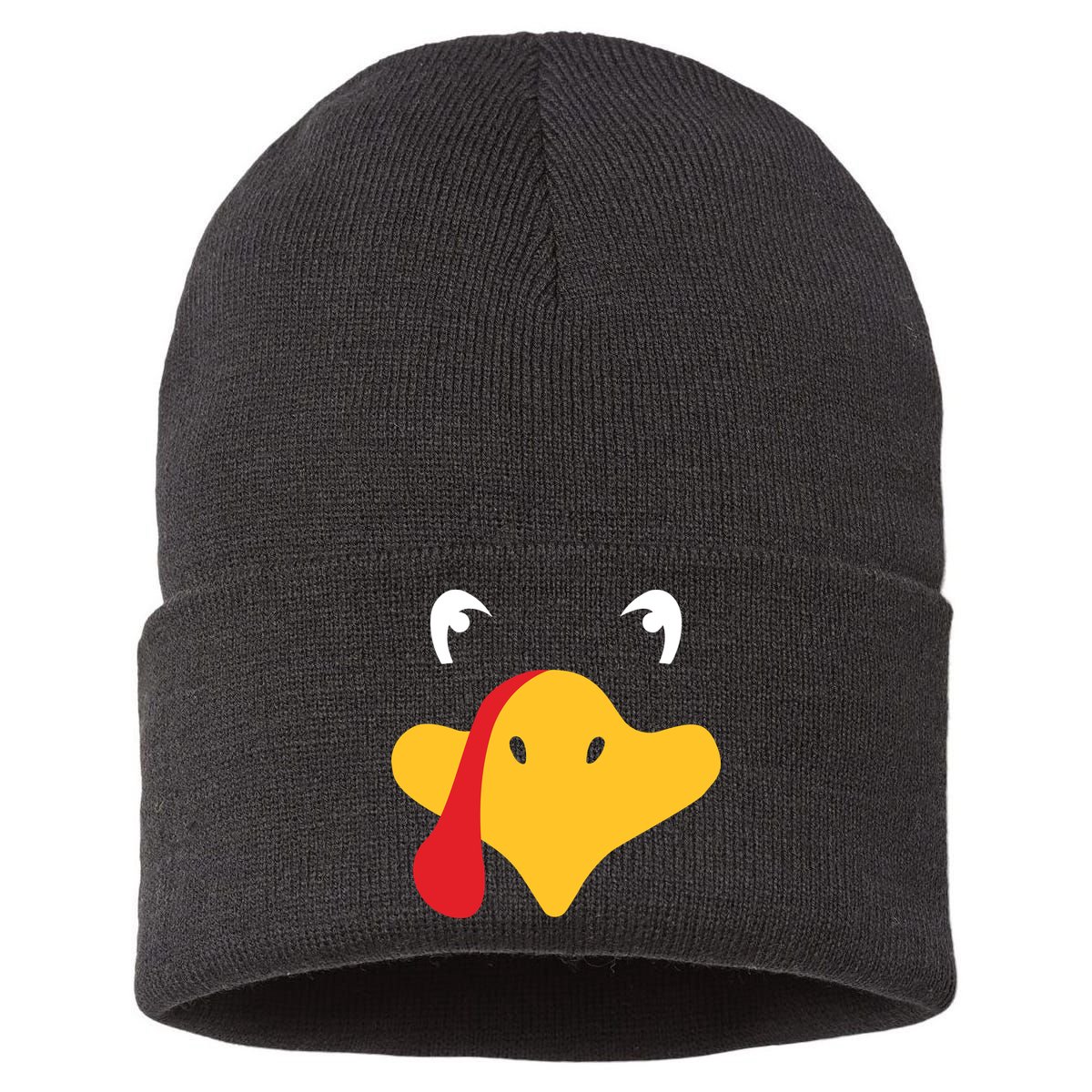 Turkey Face Funny Thanksgiving Sustainable Knit Beanie