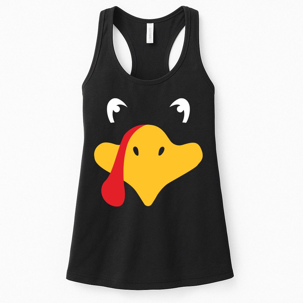 Turkey Face Funny Thanksgiving Womens Tank Top