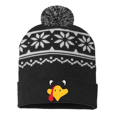 Turkey Face Funny Thanksgiving USA-Made Snowflake Beanie