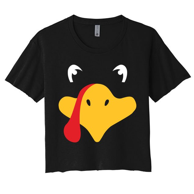 Turkey Face Funny Thanksgiving Crop Top