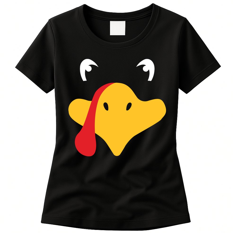 Turkey Face Funny Thanksgiving Womens T-Shirt