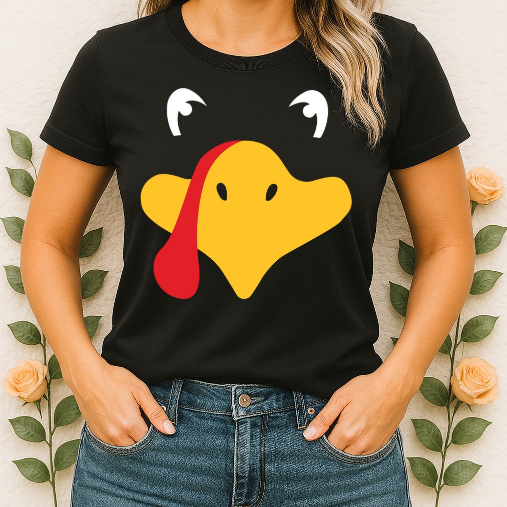 Turkey Face Funny Thanksgiving Womens T-Shirt