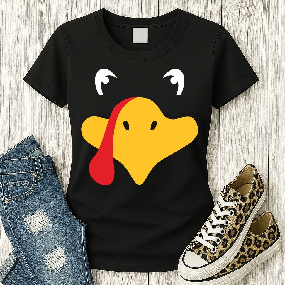 Turkey Face Funny Thanksgiving Womens T-Shirt