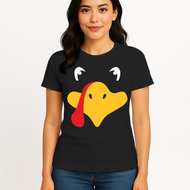 Turkey Face Funny Thanksgiving Womens T-Shirt