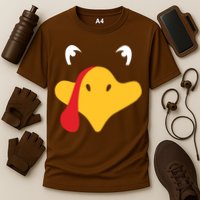 Turkey Face Funny Thanksgiving Cooling Performance Crew T-Shirt