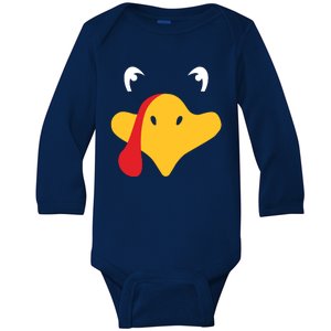 Turkey Face Funny Thanksgiving Baby Long Sleeve Bodysuit