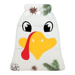 Turkey Face Funny Thanksgiving Ceramic Bell Ornament