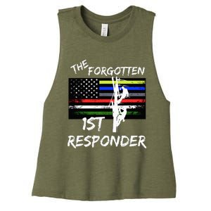 The Forgotten First Responder Tribute To Electrical Lineman Women's Racerback Cropped Tank