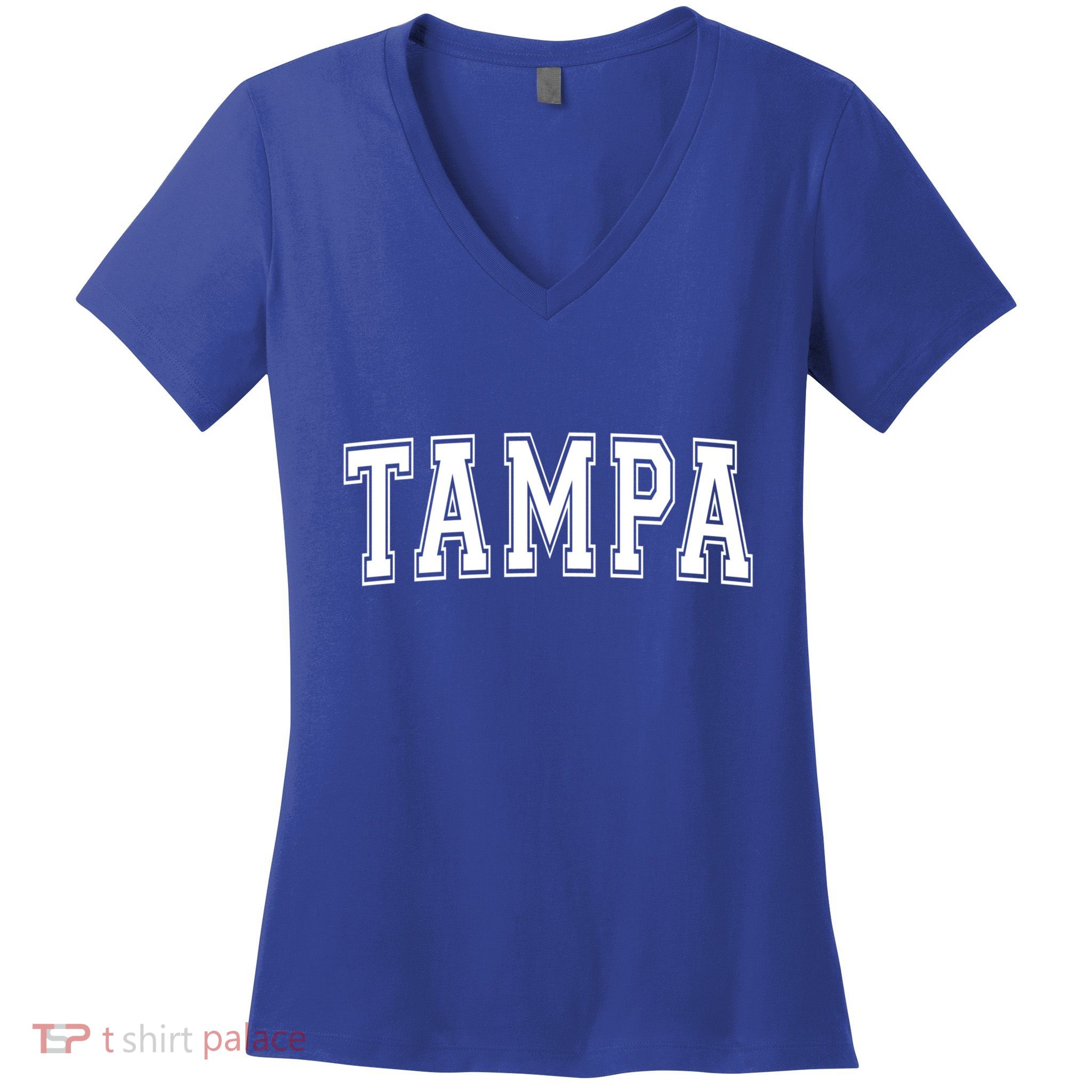 Tampa Fl Florida Usa Vintage Sports Varsity Style Gift Women's V-Neck T-Shirt