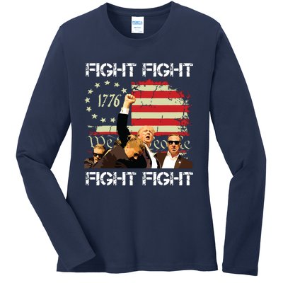 Trump Fight Fight Fight Ladies Long Sleeve Shirt