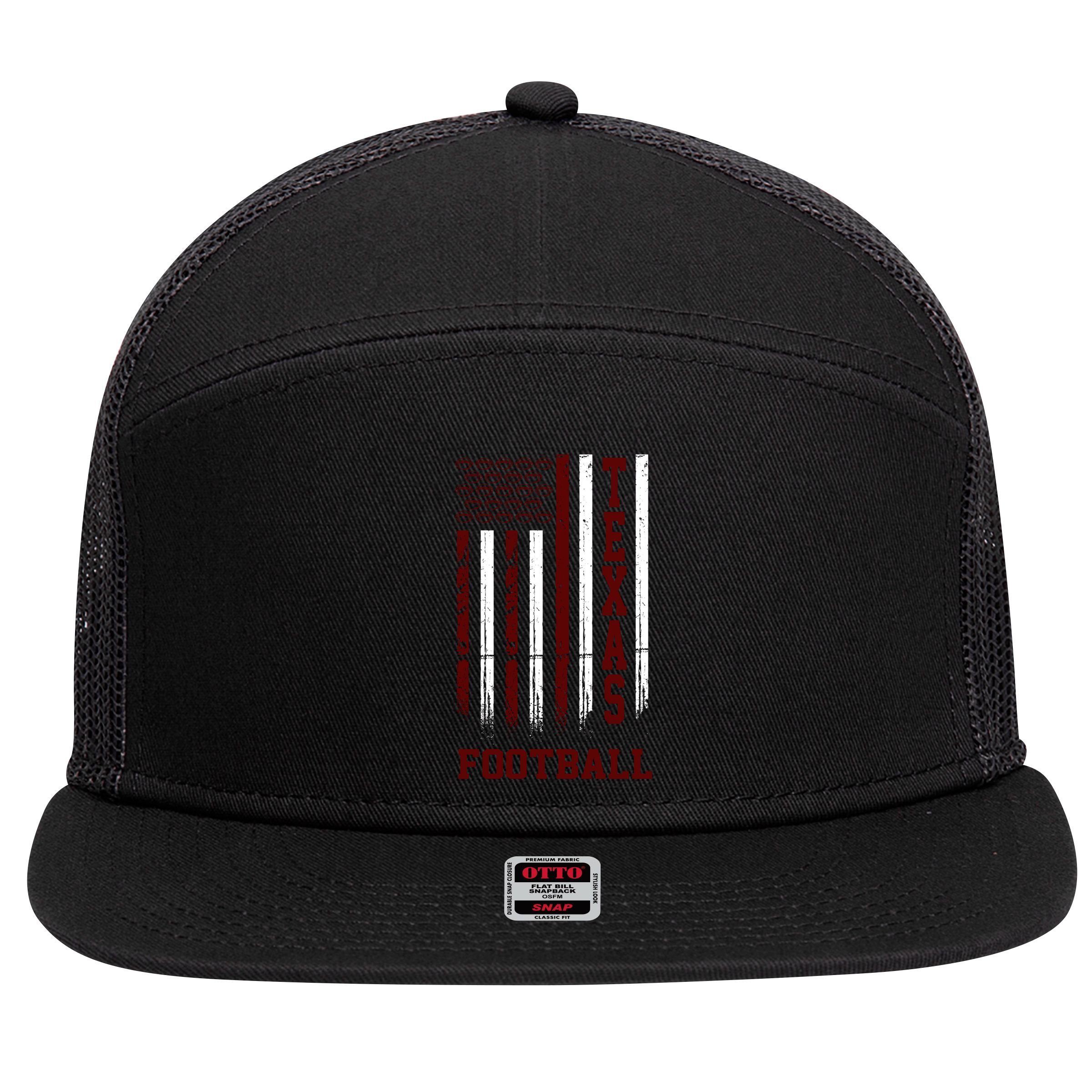Texas Football Fan American Flag 7 Panel Mesh Trucker Snapback Hat