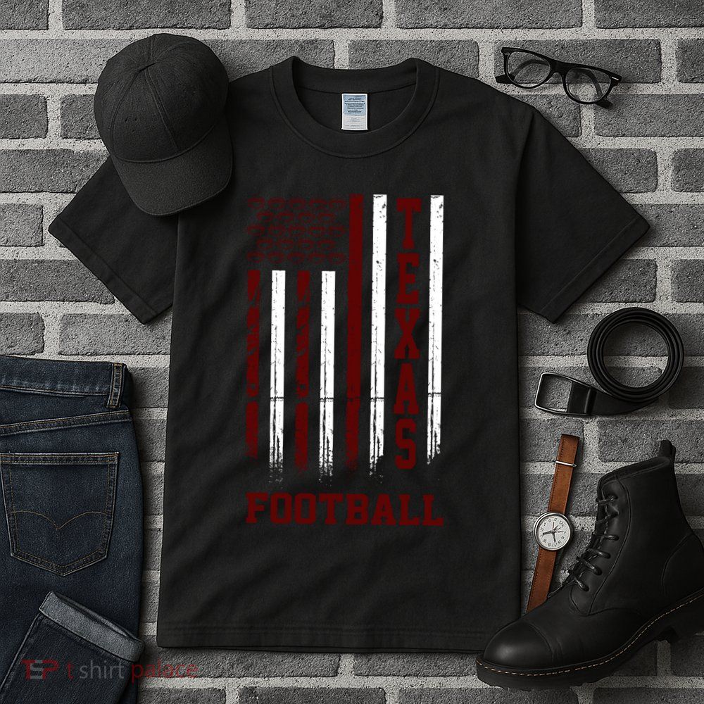 Texas Football Fan American Flag Tall T-Shirt