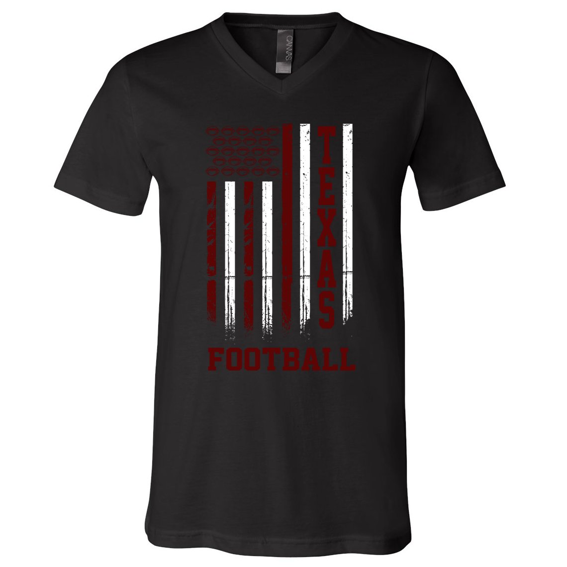 Texas Football Fan American Flag V-Neck T-Shirt