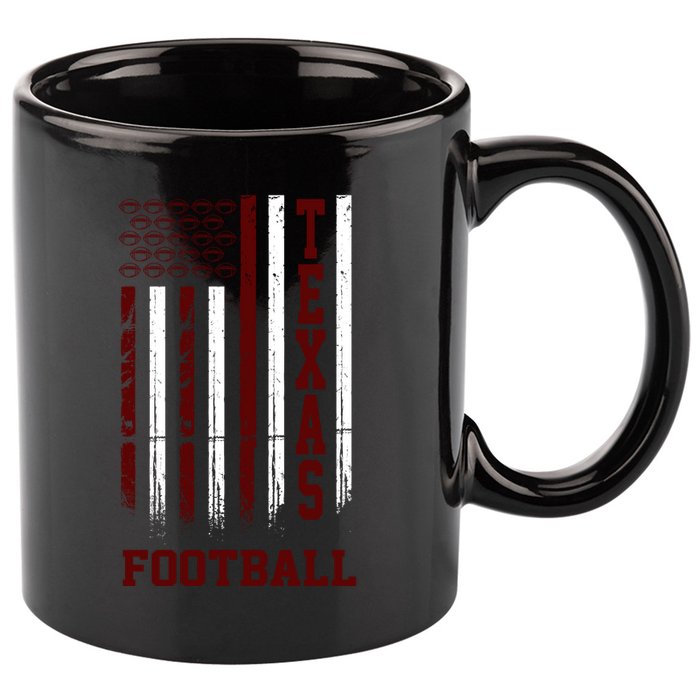 Texas Football Fan American Flag 11oz C Handle Ceramic Mug